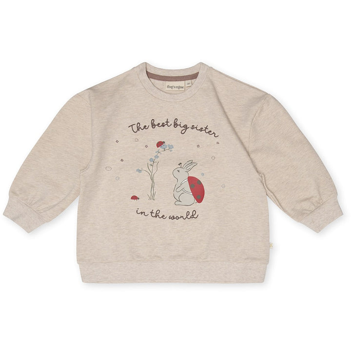 That's Mine Finley big sister sweatshirt - Light brown melange - 95% Organic cotton / 5% Elastane Buy Tøj||Overdele||Sweatshirts||Udsalg||Nyheder||Alle||Forår & sommer '24||Søskende||Influencer choice||Liveshopping d. 11/6||Udsalg tøj||Flash bundle here.